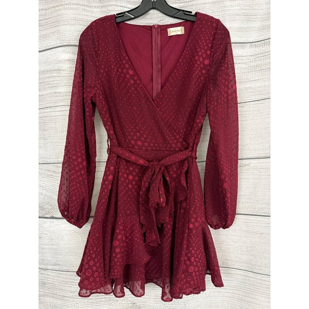 Altard State Sabine Ruffle Trim Mini Faux Wrap Dress Size S